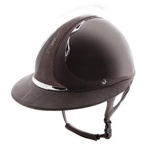 ecl-premgbiss-cla-casque-d-equitation-visiere-polo-glossy-antares-shagreen-premium-bison-marron